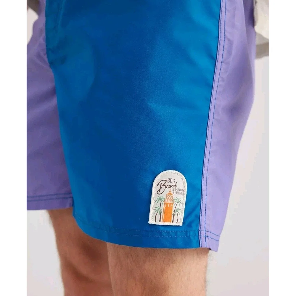 Urban Outfitters BDG Men's Colorblocked Board Short Large Purple Blue
